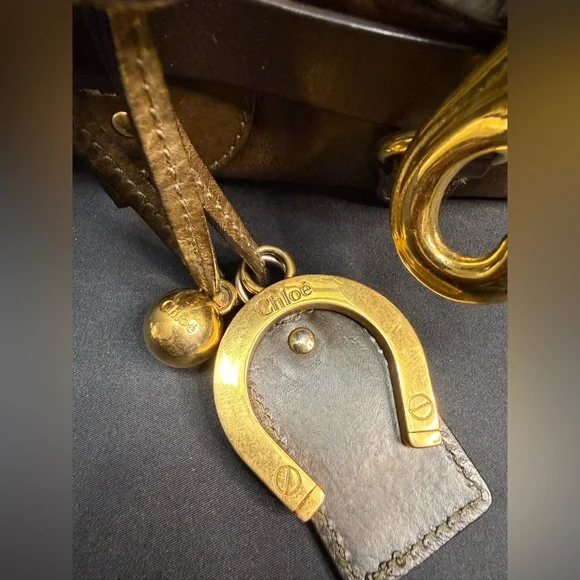 Chloe Handbag Olive Green Leather Bag Purse Kerala Equestrian Gold Hardware - Picture 7 of 13